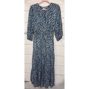Liverpool Los Angeles Sz SM Maxi Dress with Pockets Blues and White Print Classy
